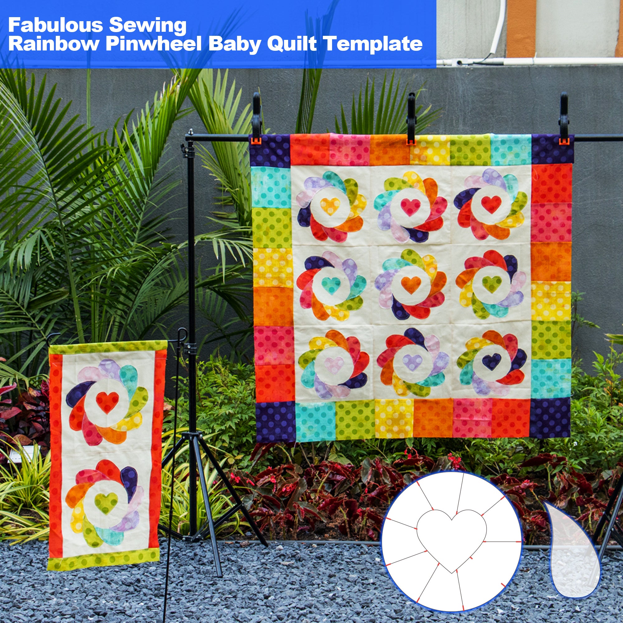 Fabulous Sewing Rainbow Pinwheel Baby Quilt Template