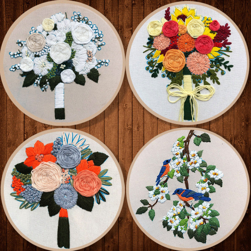 Holding Floral Embroidery Art Kits - 1Pcs