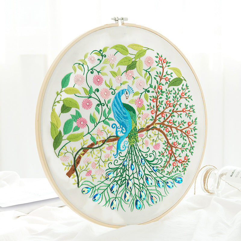 Peacock Embroidery Craft Kits - 1Pcs