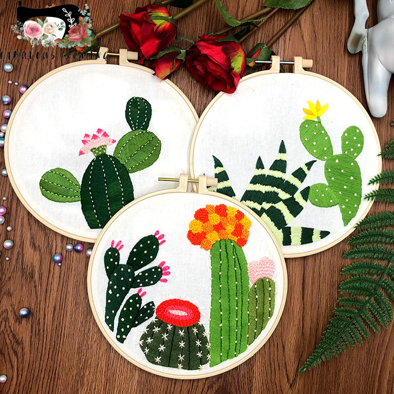 Cactus Art Embroidery Kits-1Pcs