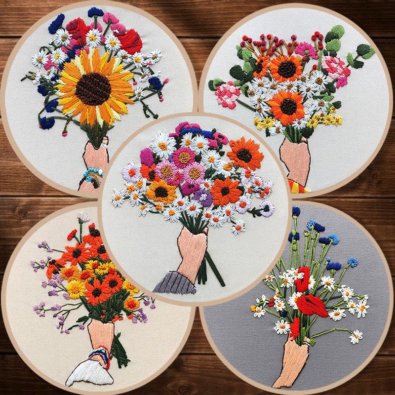 Floral Bouquet DIY Embroidery Kit - 1Pcs
