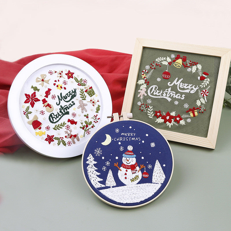 Happy Christmas Decoration Art Embroidery Kits - 1Pcs