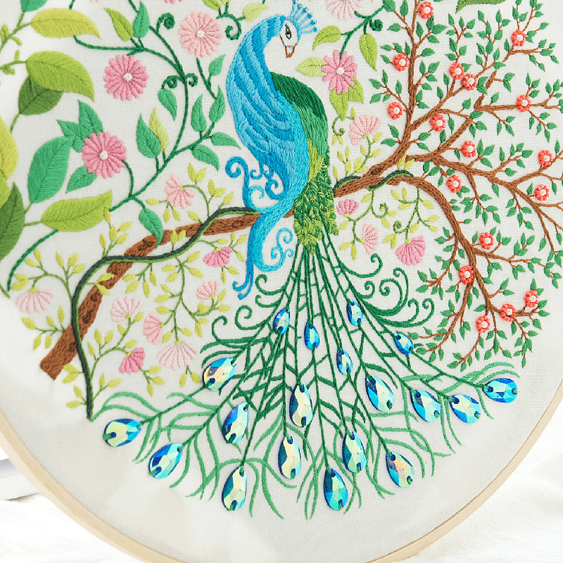 Peacock Embroidery Craft Kits - 1Pcs