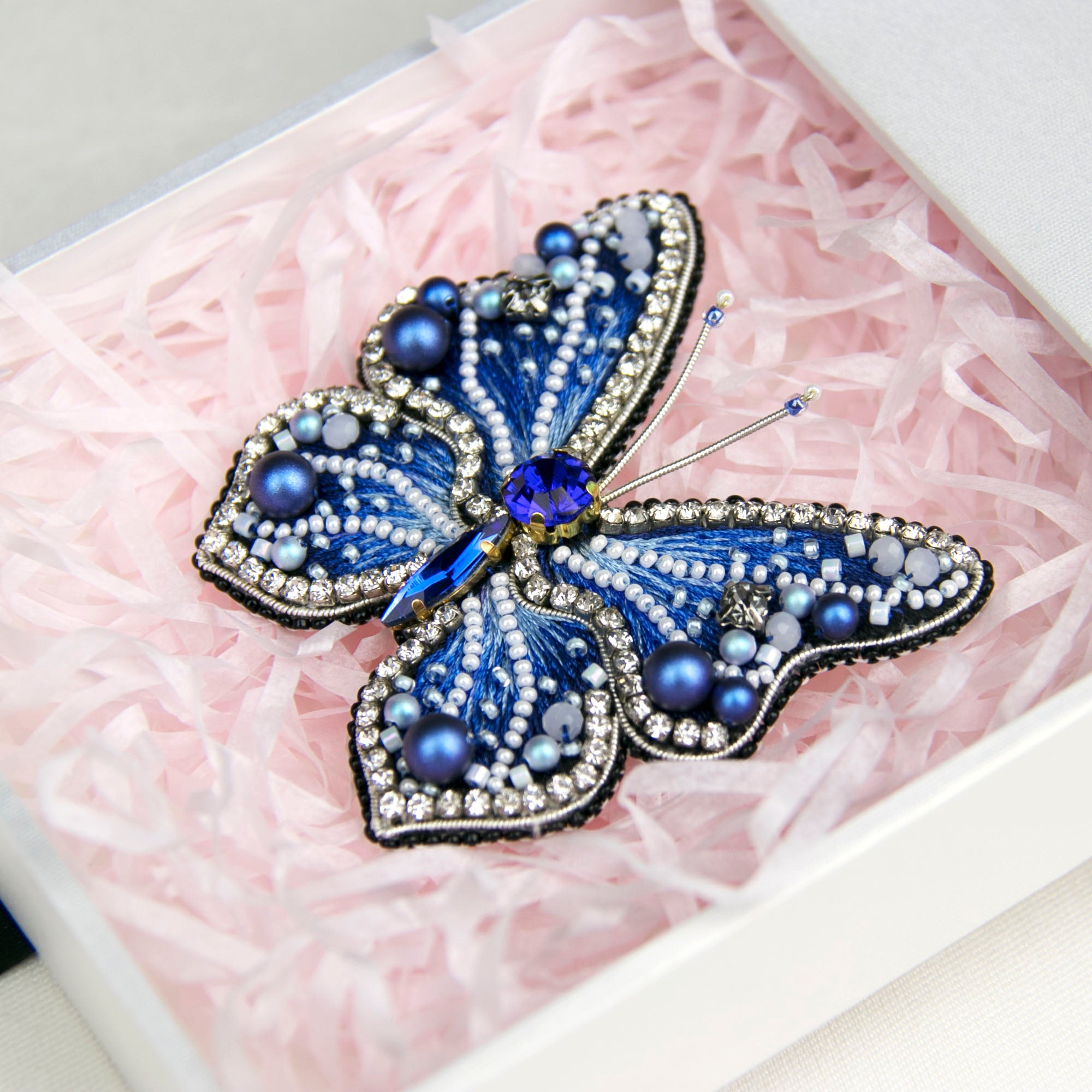 Sewing Needles Embroidery Brooch Craft Kits-Blue Butterfly