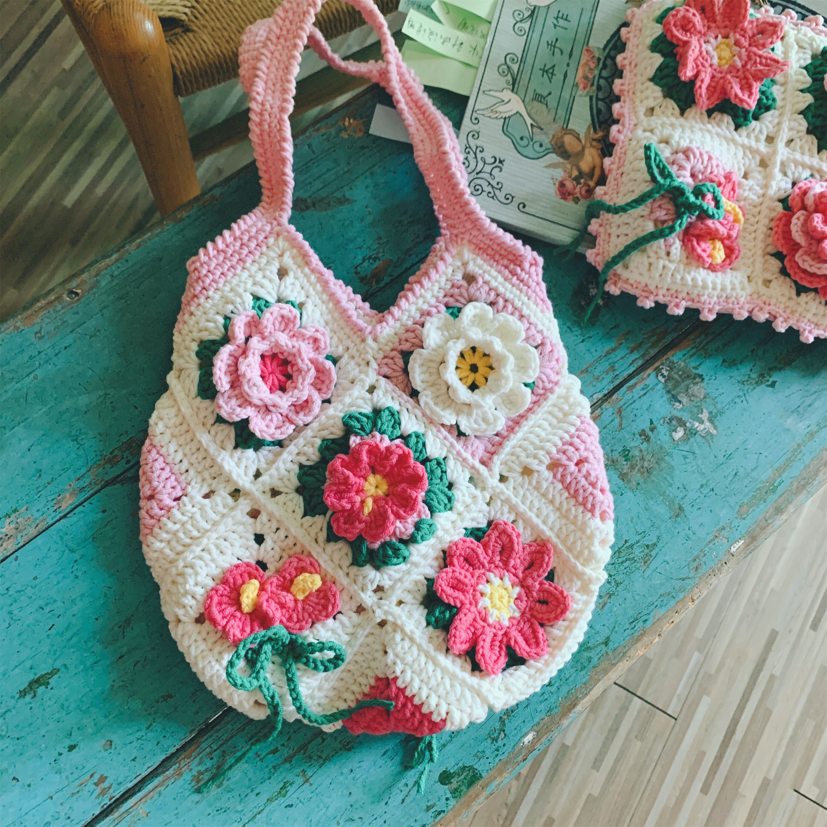 Floral Knit Bag Crochet Kit