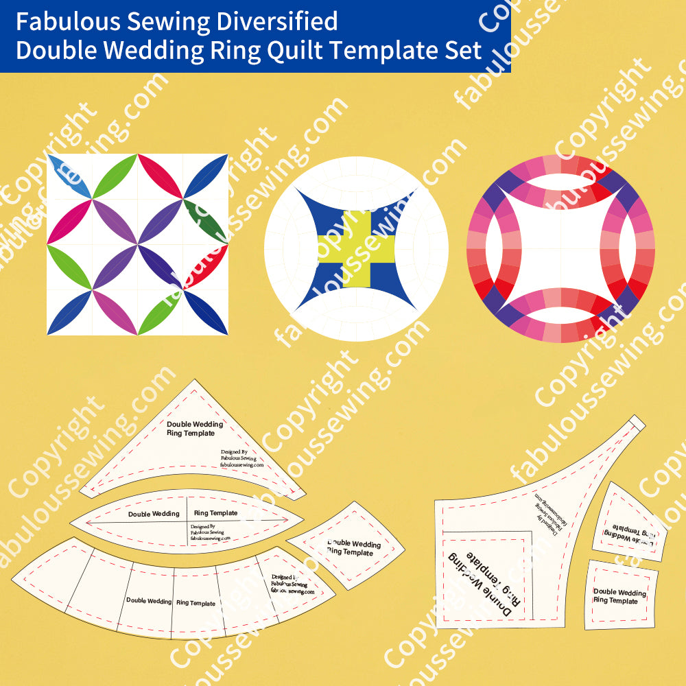 Fabulous Sewing Diversified Double Wedding Ring Quilt Template Set