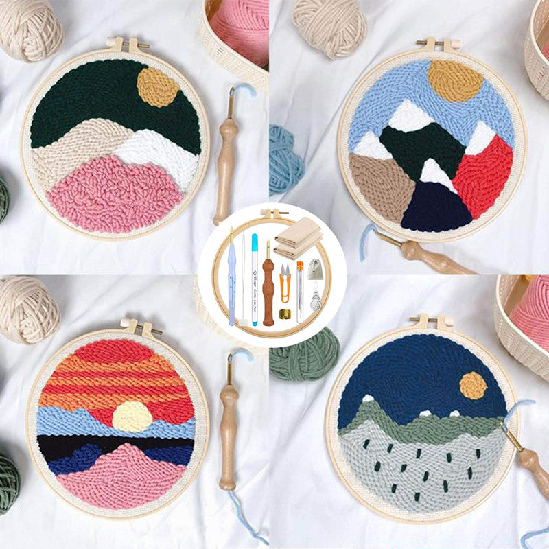 17Pcs Punch Needle Embroidery Kits