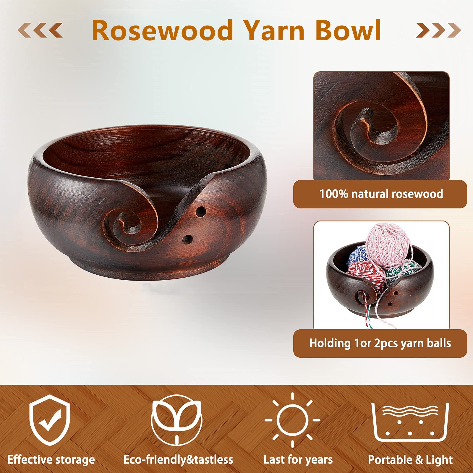 Handmade Rosewood Yarn Bowl