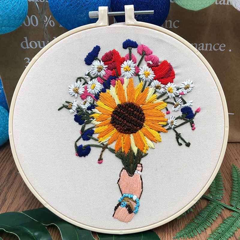 Floral Bouquet DIY Embroidery Kit - 1Pcs