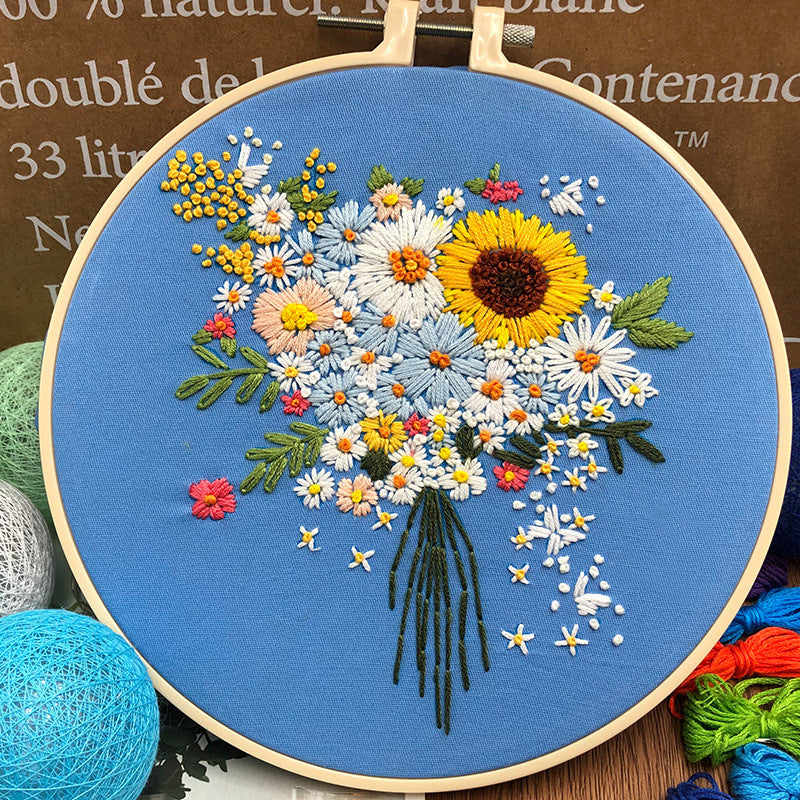 Floral Bouquet Embroidery Kit - 1Pcs