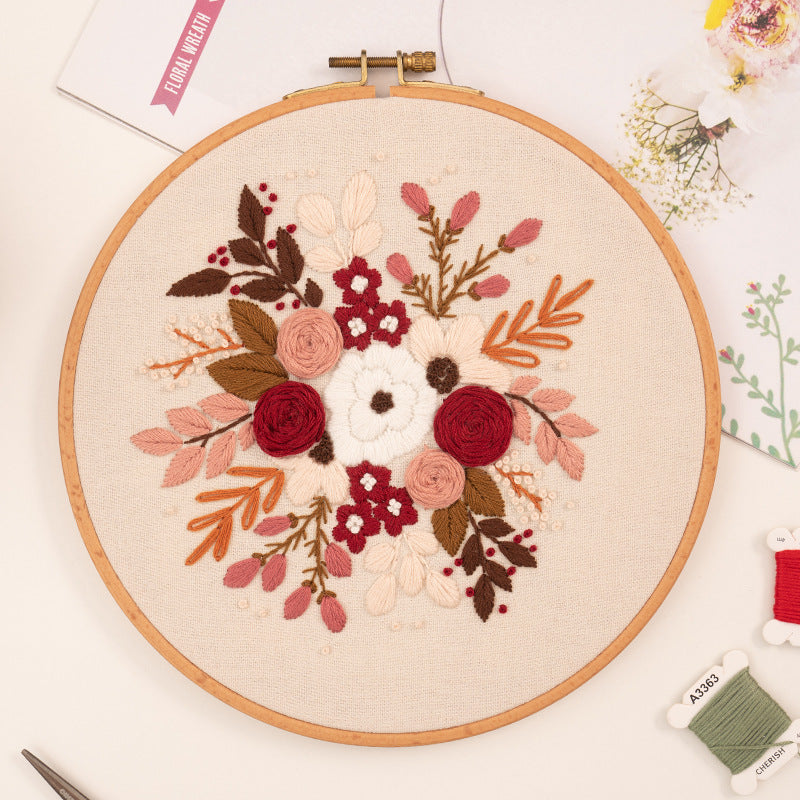 Floral Bouquet Embroidery Craft Kits - 1Pcs