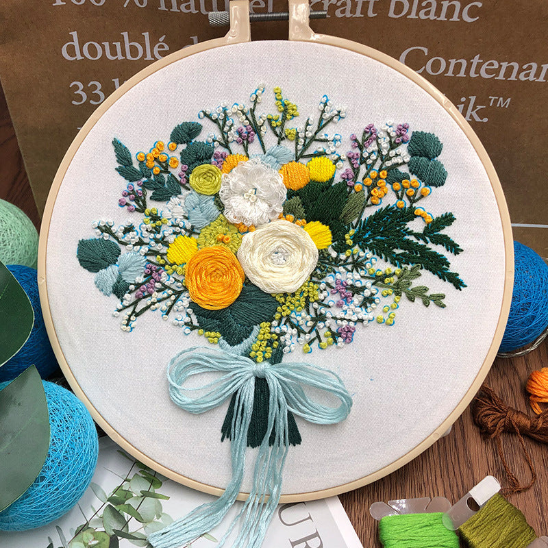 Floral Bouquet DIY Embroidery Art Kits - 1Pcs