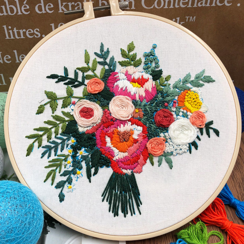 Holding Flowers DIY Embroidery Art Kits - 1Pcs