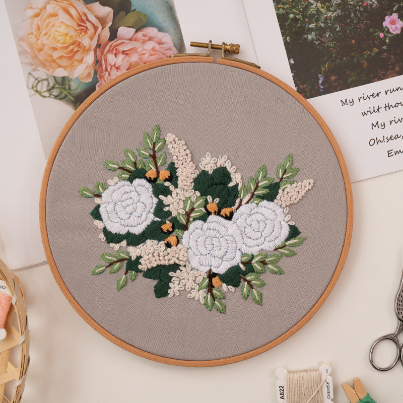 Colorful Floral Embroidery Craft Kits - 1Pcs