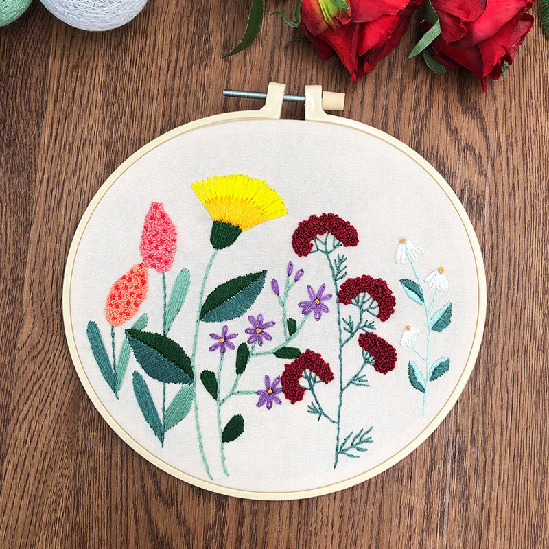 Plant Flowers Embroidery Craft Kits - 1Pcs