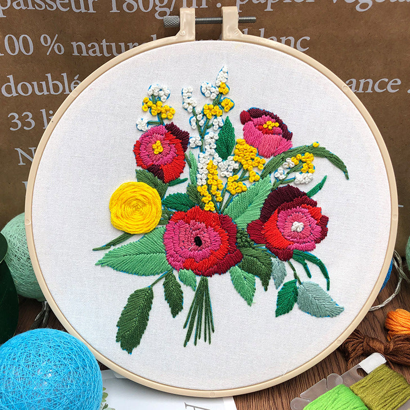 Floral Bouquet DIY Embroidery Art Kits - 1Pcs