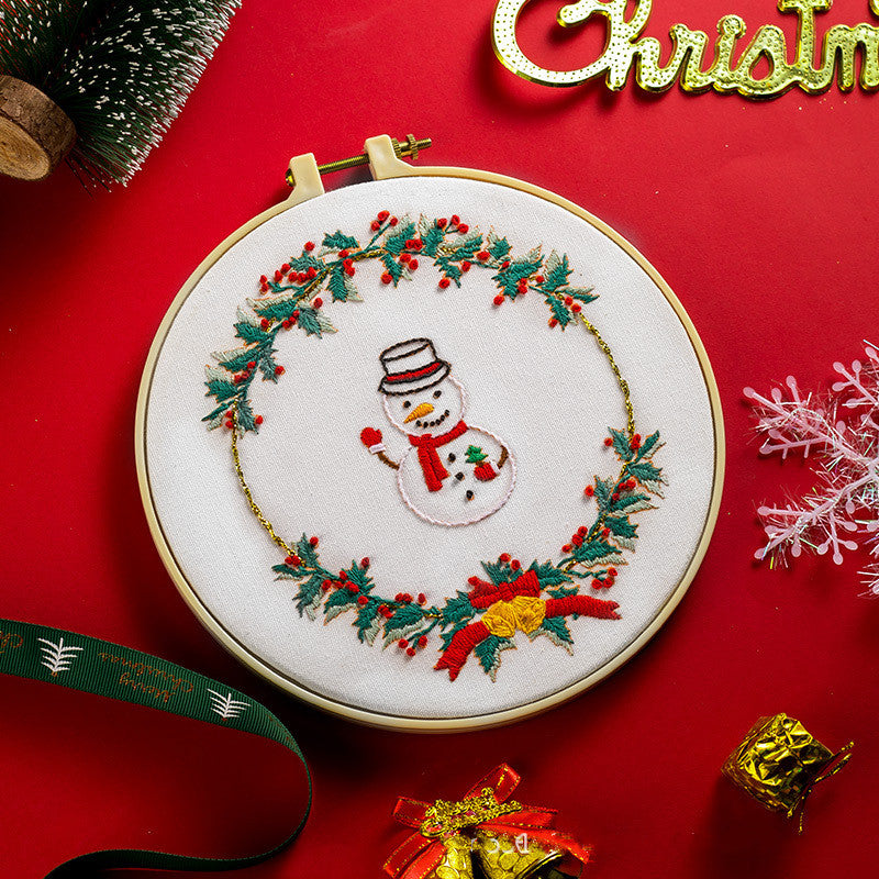 Snowman Christmas Embroidery Kits-1Pcs