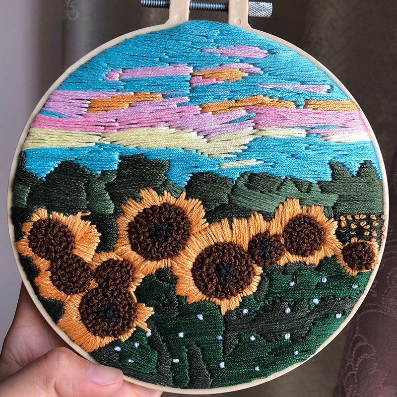Sea Of Flowers Embroidery Kits - 1Pcs
