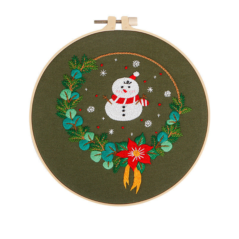 Christmas Wreath Embroidery Kits - 1Pcs