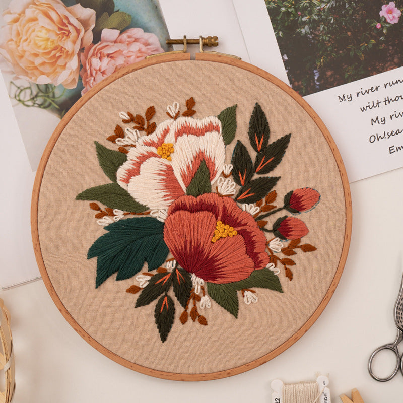 Colorful Floral Embroidery Craft Kits - 1Pcs