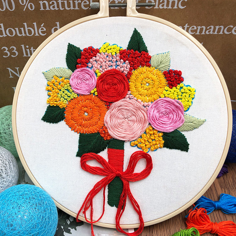 Holding Flowers DIY Embroidery Art Kits - 1Pcs