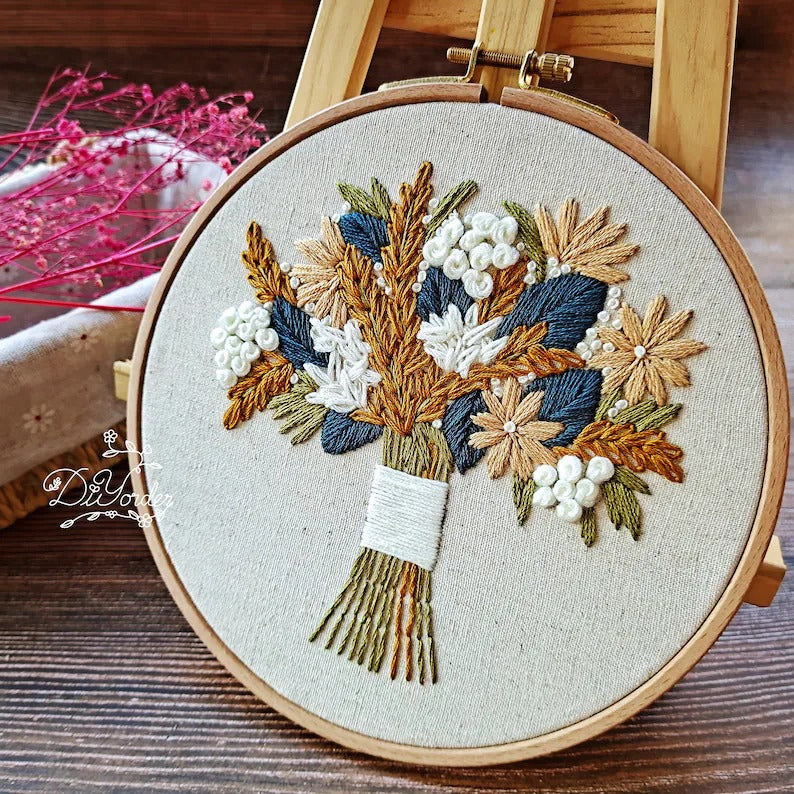 Bouquet Flower Embroidery Kits - 1Pcs