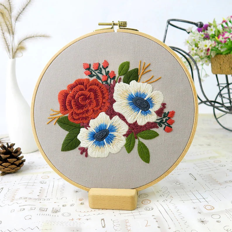 Floral Embroidery Craft Kits - 1Pcs